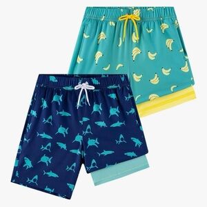 Kids Swim Trunks Set - Blue and Teal